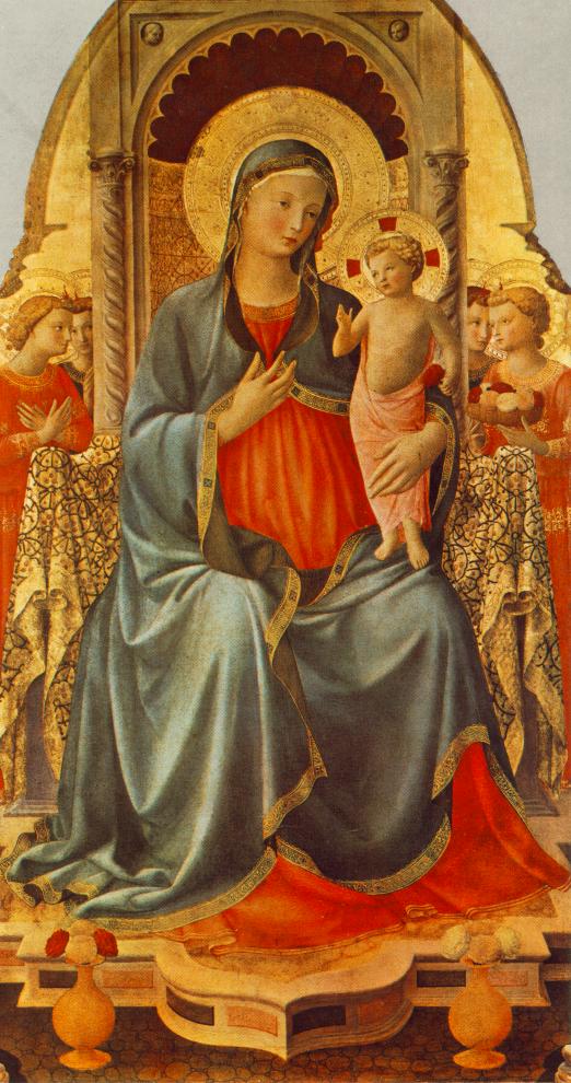 弗拉·安杰利科（Fra Angelico，意大利，1400-1455）作品-麦当娜与孩子和天