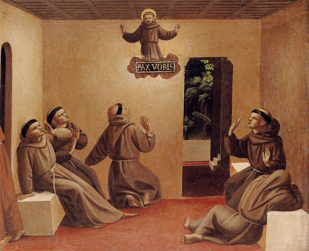 弗拉·安杰利科（Fra Angelico，意大利，1400-1455）作品-圣弗朗西斯在阿尔勒的显现