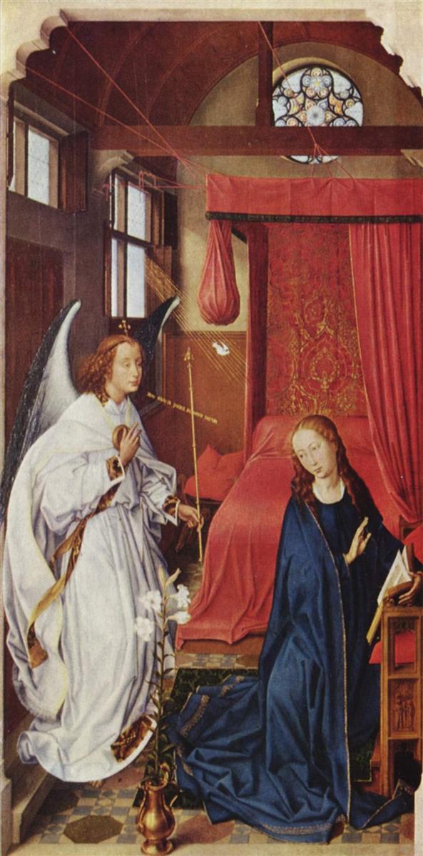 罗吉尔·范德韦登（Rogier van der Weyden，荷兰画家，1399 - 1464 年）作品-天使报喜