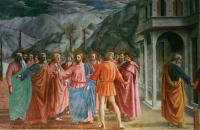 马萨乔（Masaccio，意大利，1401-1428）作品-贡品（布兰卡奇教堂）