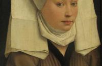 罗吉尔·范德韦登（Rogier van der Weyden，荷兰画家，1399 - 1464 年）作品-戴别针帽子的年轻女子的肖像