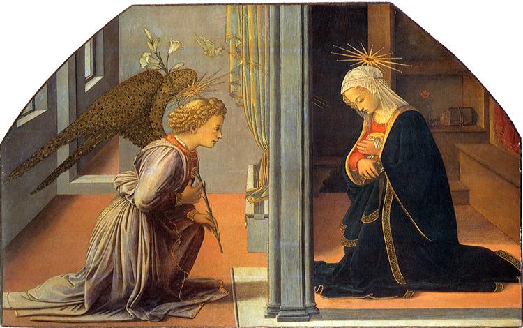 菲利波·里皮（Filippo Lippi ，1406-1469，意大利画家）作品-报喜