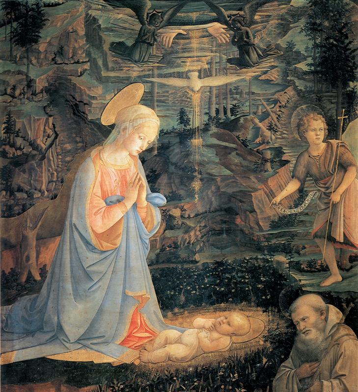 菲利波·里皮（Filippo Lippi ，1406-1469，意大利画家）作品-婴儿耶稣的崇拜