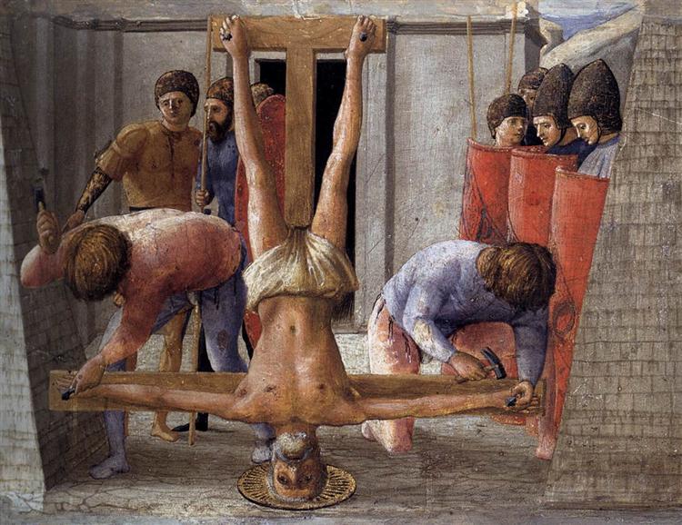 马萨乔（Masaccio，意大利，1401-1428）作品-圣彼得受难作品