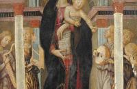 洛·谢吉亚（Lo Scheggia，1406-1486，意大利画家）作品-Madonna Col Bambino E Quattro Angeli Musicanti