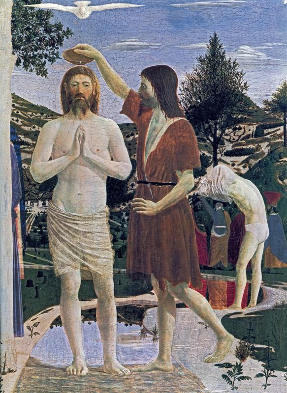 皮耶罗·德拉·弗朗西斯卡（Piero della Francesca，1412-1492，意大利画家）作品-《基督的洗礼（详细）》