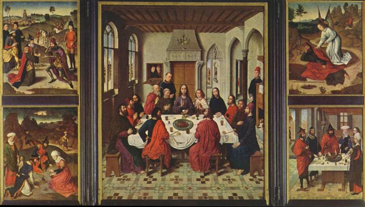 德克·布茨（Dirk Bouts，1415-1475，荷兰画家）作品-《鲁汶圣彼得的翼祭坛》