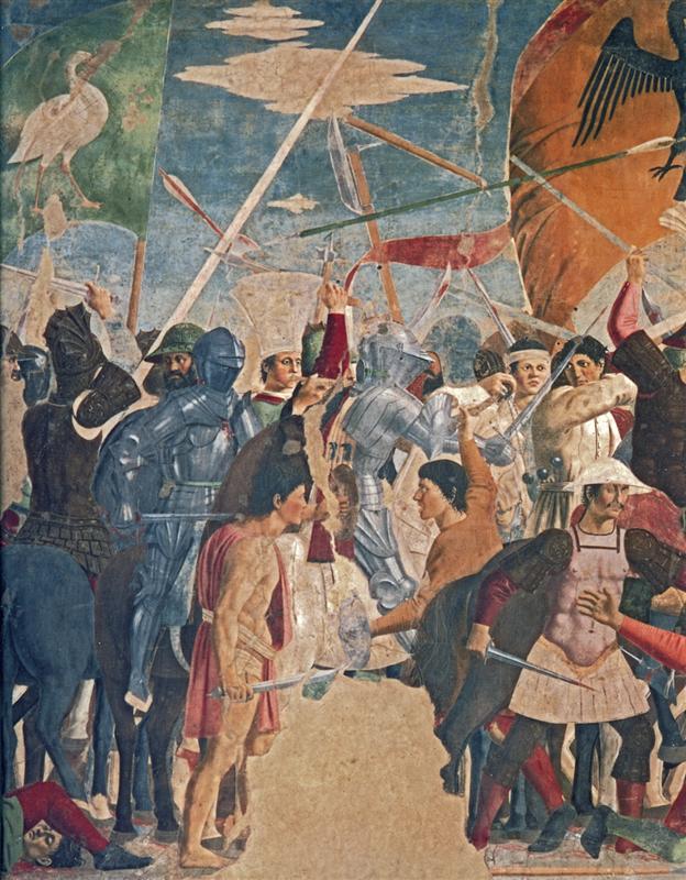 皮耶罗·德拉·弗朗西斯卡（Piero della Francesca，1412-1492，意大利画家）作品-《赫拉克略斯和乔斯罗斯之间的战斗（详细）》