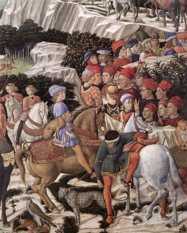 贝诺佐·戈佐利（Benozzo Gozzoli，1421-1497，意大利）作品-魔术师卡斯帕的游行（详细）