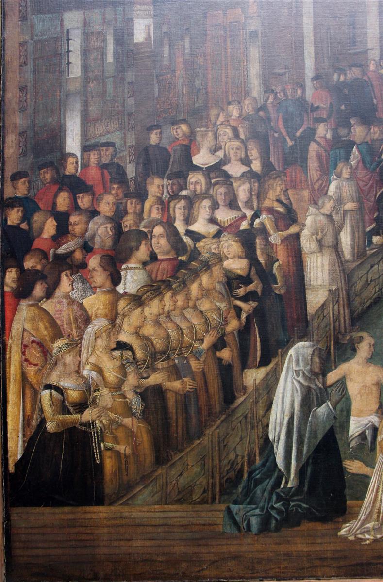 真蒂莱·贝利尼（Gentile Bellini，1429-1507，意大利）作品-圣洛伦索桥上的十字架奇迹（详细）2