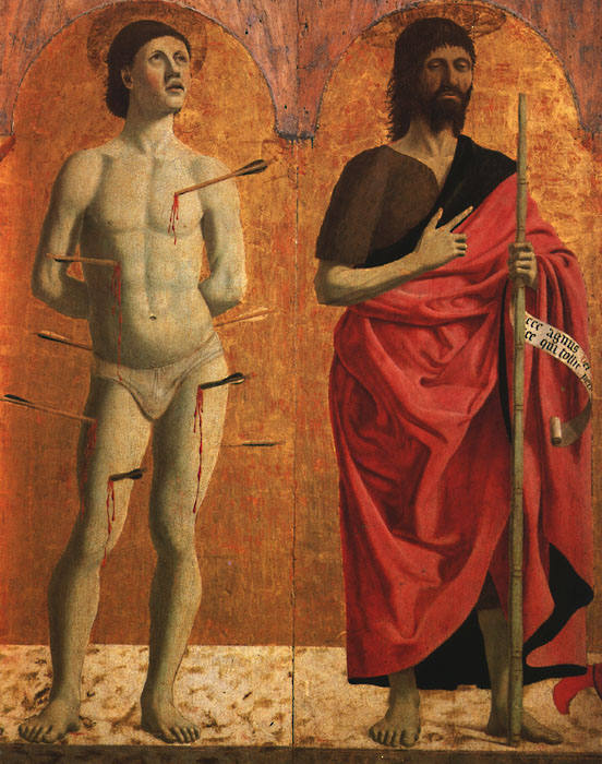 皮耶罗·德拉·弗朗西斯卡（Piero della Francesca，1412-1492，意大利画家）作品-《圣塞巴斯蒂安和施洗约翰》