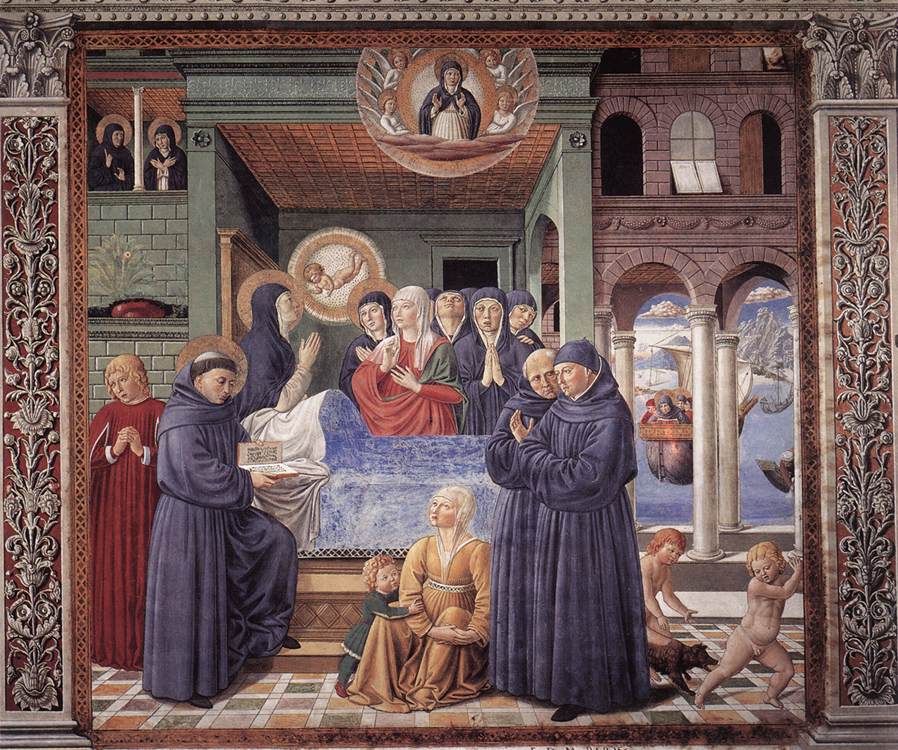 贝诺佐·戈佐利（Benozzo Gozzoli，1421-1497，意大利）作品-圣莫妮卡之死