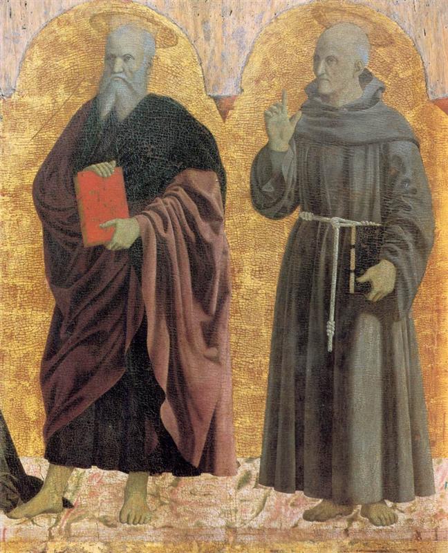 皮耶罗·德拉·弗朗西斯卡（Piero della Francesca，1412-1492，意大利画家）作品-《圣安德鲁和圣贝纳迪诺》