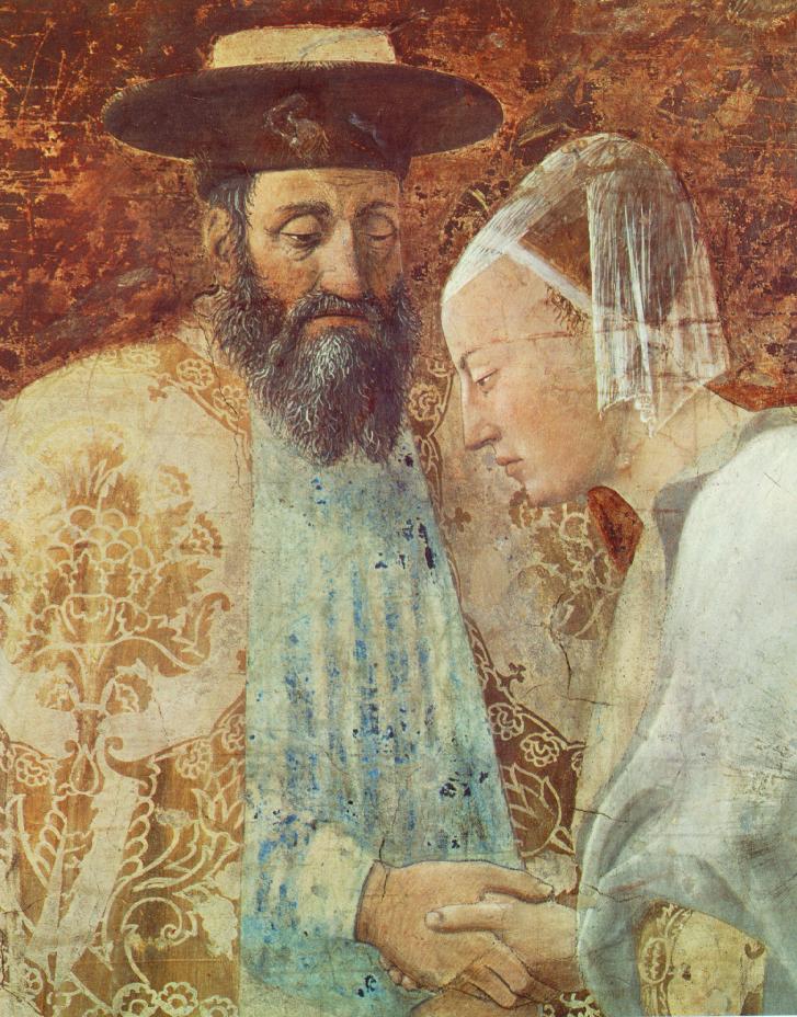 皮耶罗·德拉·弗朗西斯卡（Piero della Francesca，1412-1492，意大利画家）作品-《示巴女王与所罗门王会面（详细）》