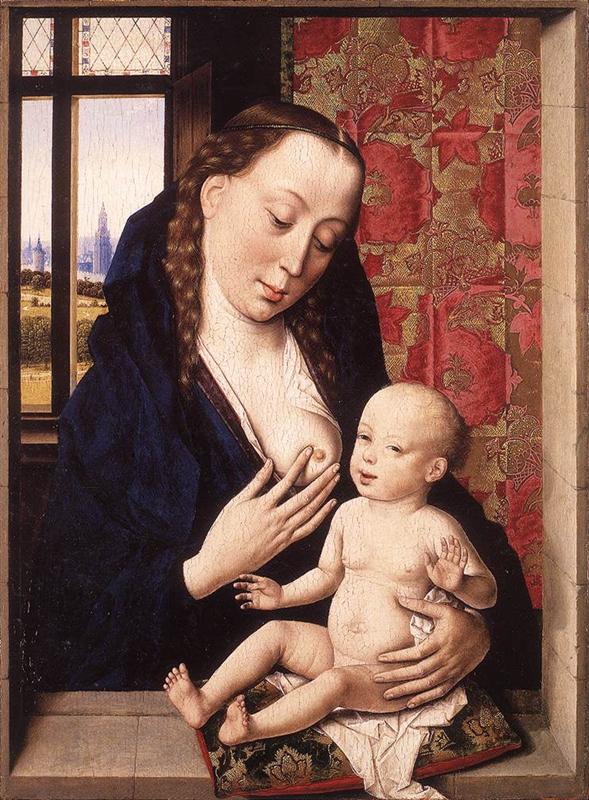 德克·布茨（Dirk Bouts，1415-1475，荷兰画家）作品-《玛丽和孩子》