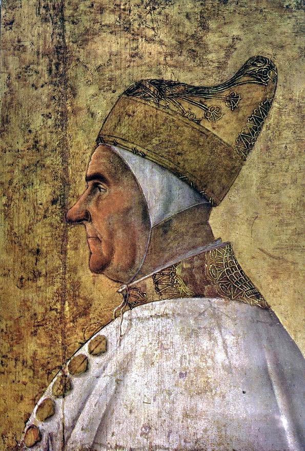 真蒂莱·贝利尼（Gentile Bellini，1429-1507，意大利）作品-总督乔瓦尼·莫塞尼戈的肖像