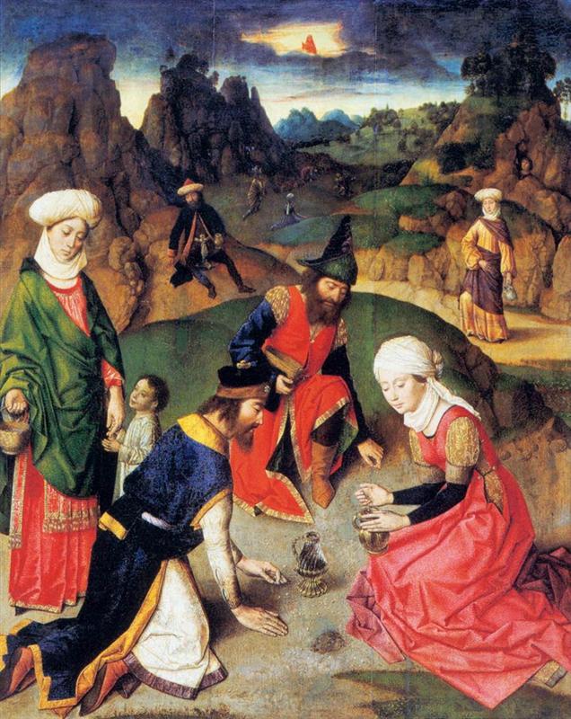德克·布茨（Dirk Bouts，1415-1475，荷兰画家）作品-《吗哪的聚会》