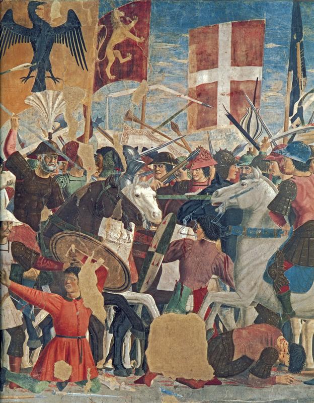 皮耶罗·德拉·弗朗西斯卡（Piero della Francesca，1412-1492，意大利画家）作品-《赫拉克略斯和乔斯罗斯之间的战斗（详细）2》