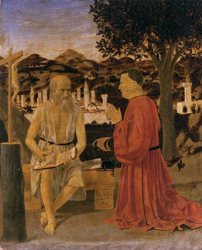 皮耶罗·德拉·弗朗西斯卡（Piero della Francesca，1412-1492，意大利画家）作品-《圣杰罗姆和捐赠者》