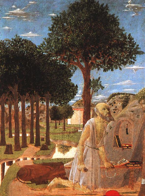 皮耶罗·德拉·弗朗西斯卡（Piero della Francesca，1412-1492，意大利画家）作品-《圣杰罗姆的忏悔》