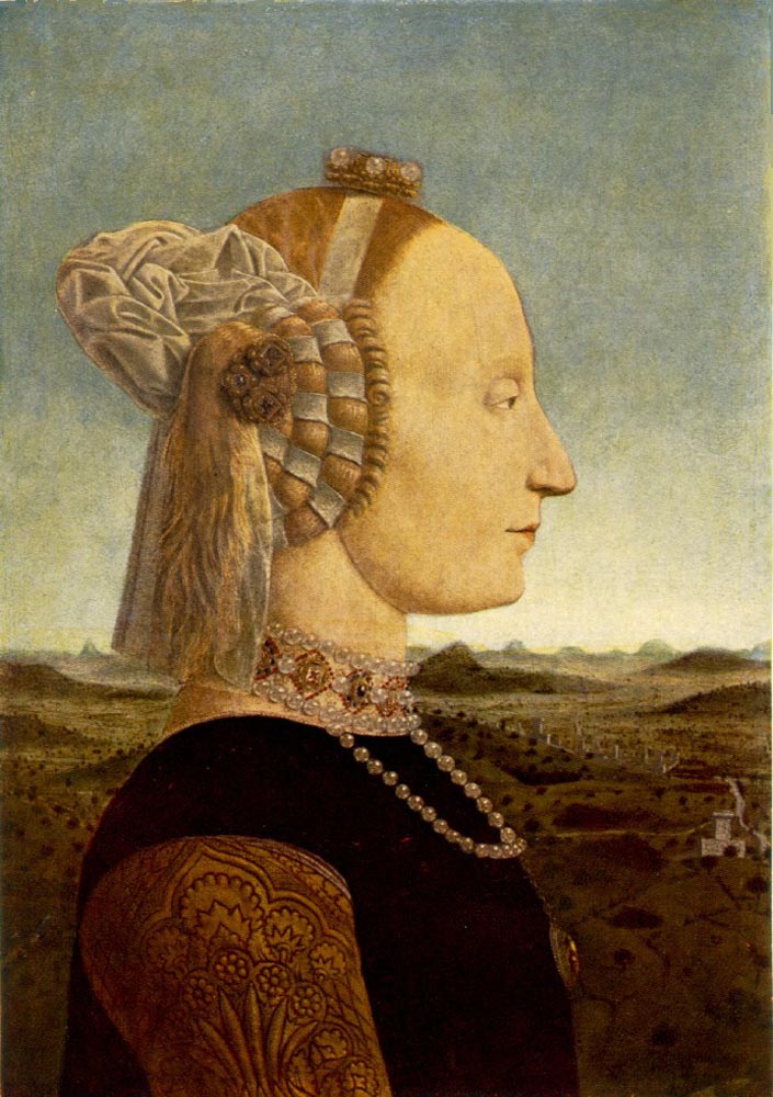皮耶罗·德拉·弗朗西斯卡（Piero della Francesca，1412-1492，意大利画家）作品-《巴蒂斯塔·斯福尔扎的肖像》
