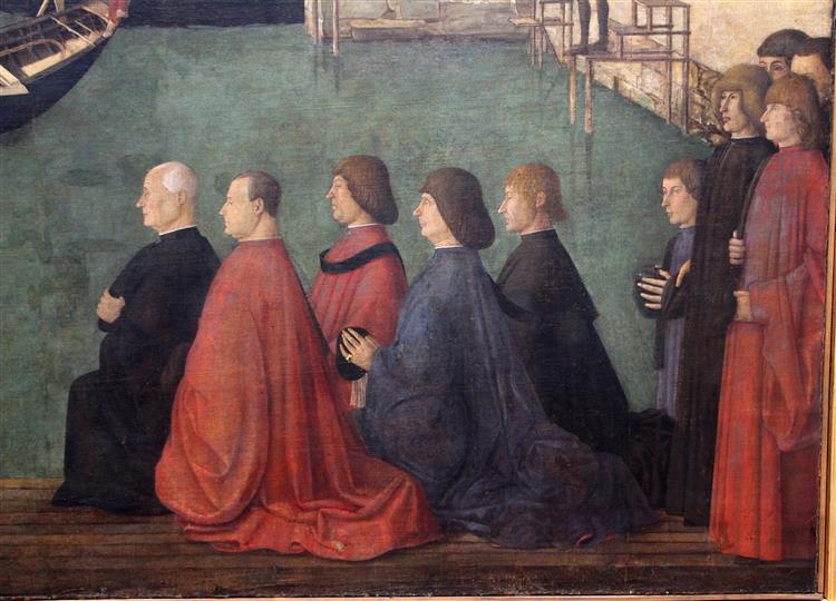真蒂莱·贝利尼（Gentile Bellini，1429-1507，意大利）作品-圣洛伦索桥上的十字架奇迹（详细）
