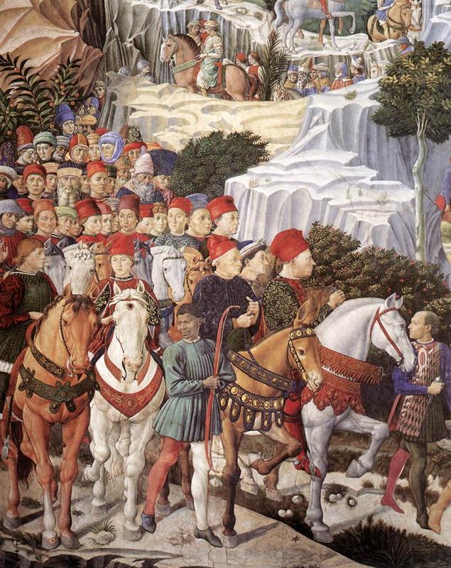 贝诺佐·戈佐利（Benozzo Gozzoli，1421-1497，意大利）作品-法师巴尔萨泽的游行（详细）1