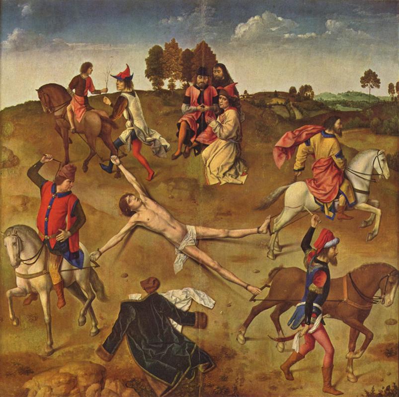 德克·布茨（Dirk Bouts，1415-1475，荷兰画家）作品-《圣希波吕托斯殉难 - 圣希波吕托斯三联画的中央面板》