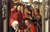 德克·布茨（Dirk Bouts，1415-1475，荷兰画家）作品-《布拉班特明珠的中间面板：贤士的崇拜》