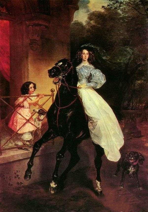 布留洛夫《骑马的女子》 布留洛夫油画作品-俄罗斯