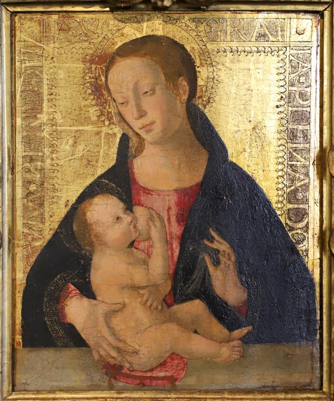 安东尼亚佐·罗马诺（Antonazzo Romano，1430-1510，意大利画家）作品-麦当娜和孩子 2