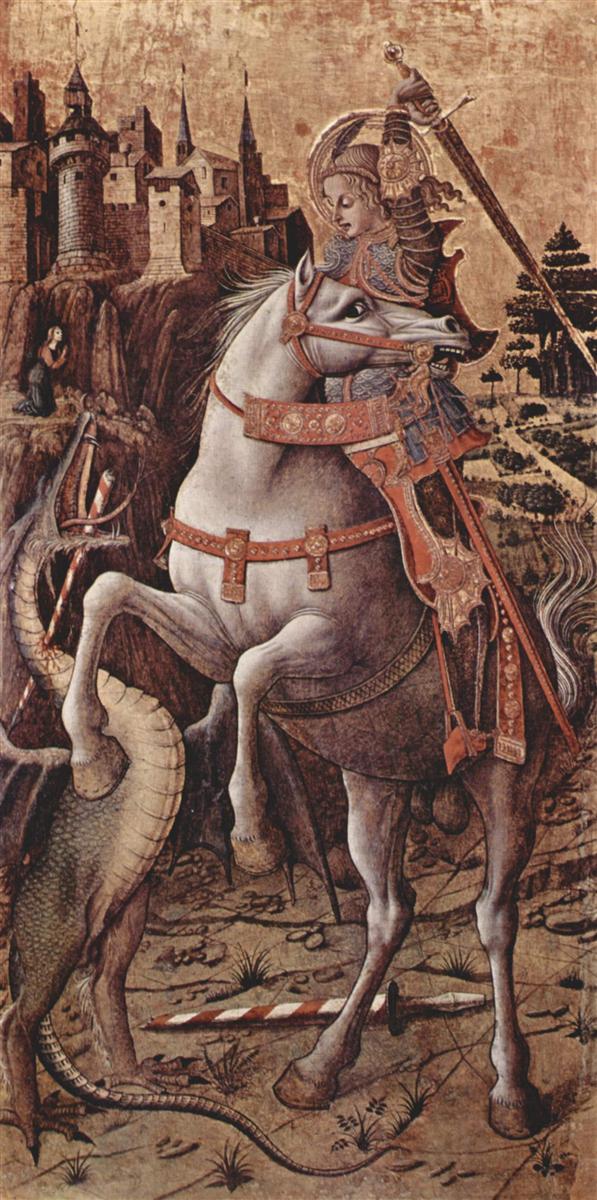 卡洛·克里维利（Carlo Crivelli，意大利画家，1435-1495）作品--圣乔治