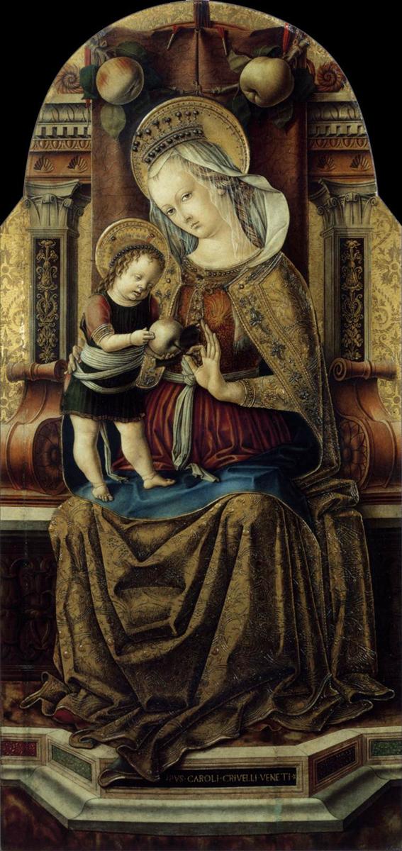卡洛·克里维利（Carlo Crivelli，意大利画家，1435-1495）作品--圣母子登基