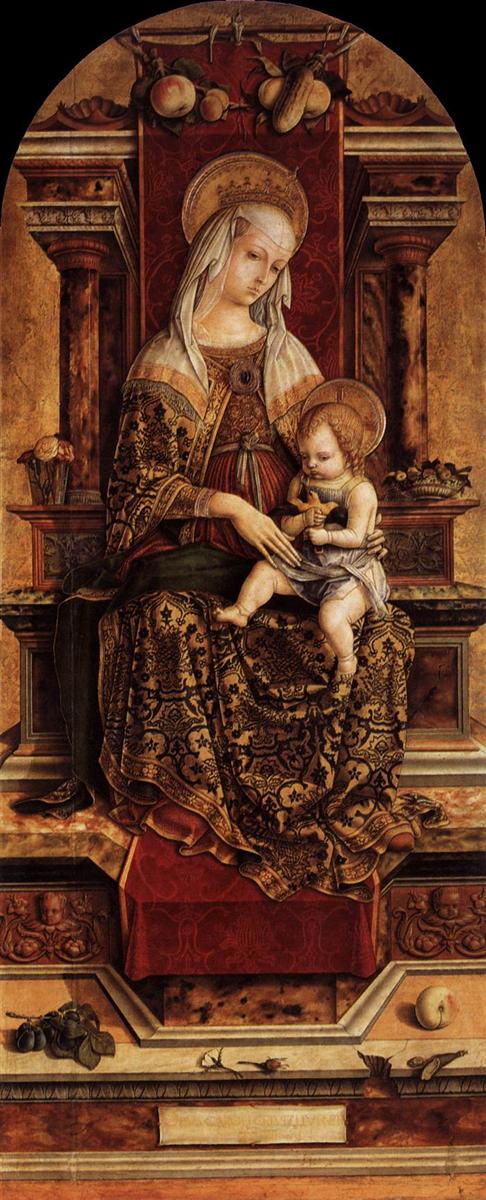 卡洛·克里维利（Carlo Crivelli，意大利画家，1435-1495）作品--圣母子 1