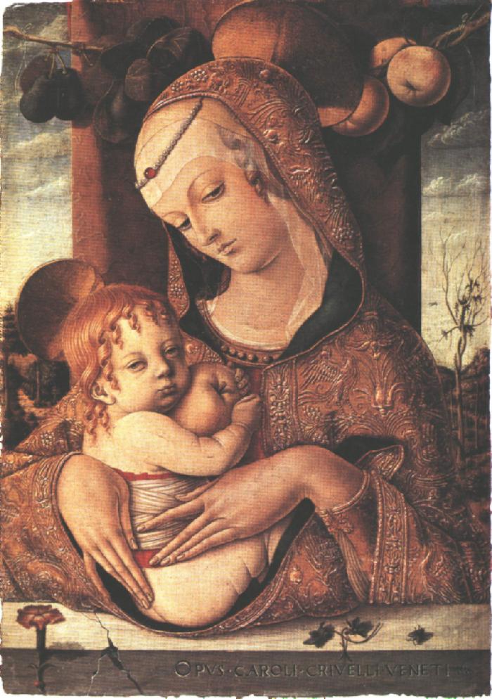 卡洛·克里维利（Carlo Crivelli，意大利画家，1435-1495）作品--圣母子