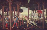 桑德罗·波提切利（Sandro Botticelli，意大利画家，1445-1510）作品-–Nastagio degli Onesti (I) 的故事，来自《十日谈》，薄伽丘着