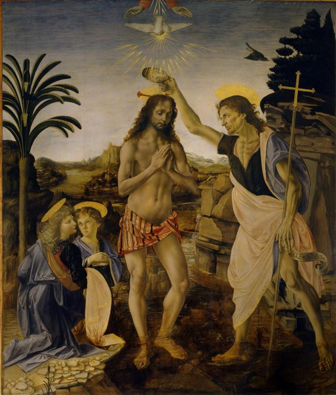 安德里亚·德尔·韦罗基奥（Andrea del Verrocchio，意大利，1435-1488）作品-基督的洗礼