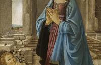 安德里亚·德尔·韦罗基奥（Andrea del Verrocchio，意大利，1435-1488）作品-孩子的崇拜（拉斯金麦当娜）