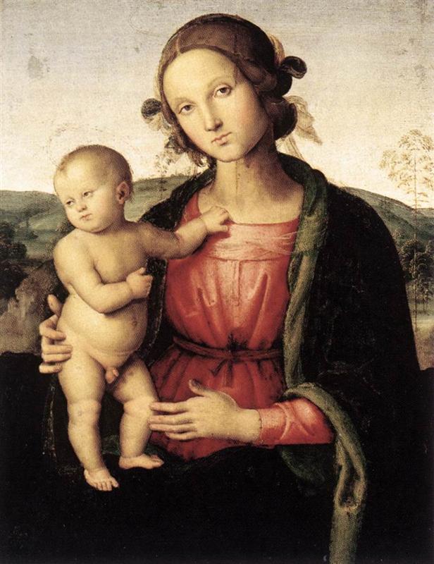 彼得罗·佩鲁吉诺（Pietro Perugino，意大利）-麦当娜和孩子