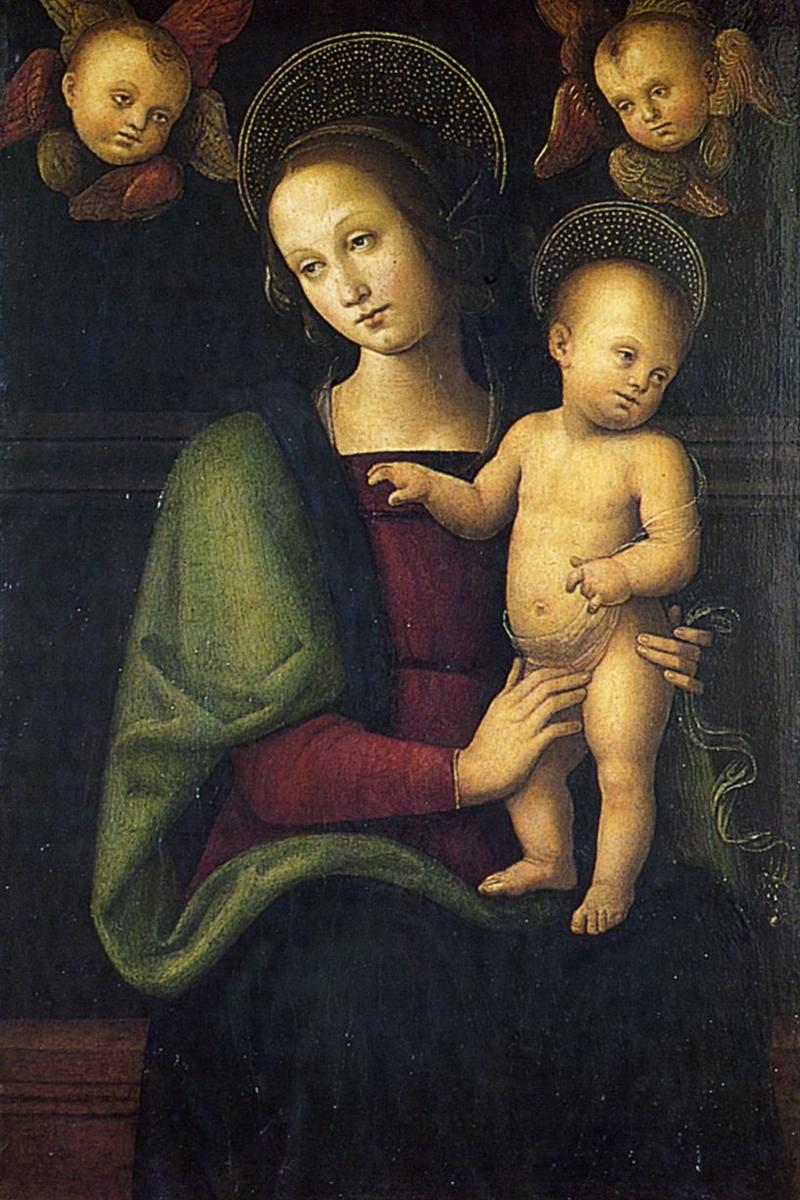 彼得罗·佩鲁吉诺（Pietro Perugino，意大利）-麦当娜和孩子与两个小天使