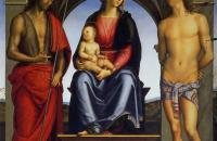 彼得罗·佩鲁吉诺（Pietro Perugino，意大利）-麦当娜和孩子与施洗者圣约翰和圣塞巴斯蒂安