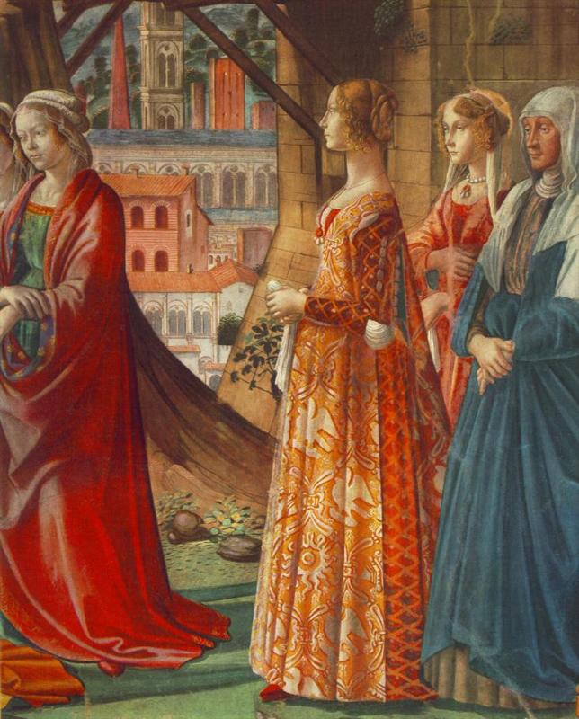 多梅尼哥·基尔兰达约（Domenico Ghirlandaio，1448-1494，意大利）作品-Giovanna Tornabuoni 和她的伴奏