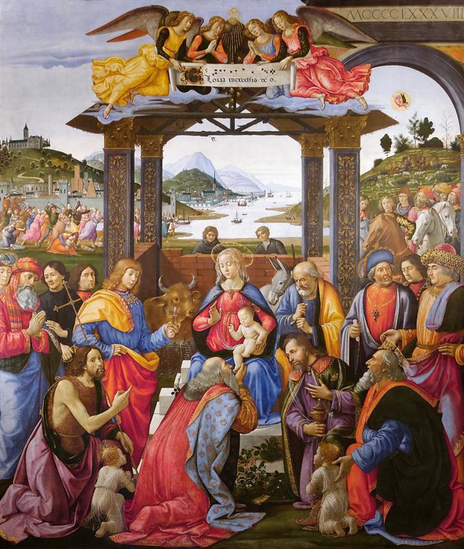 多梅尼哥·基尔兰达约（Domenico Ghirlandaio，1448-1494，意大利）作品-贤士的崇拜 1