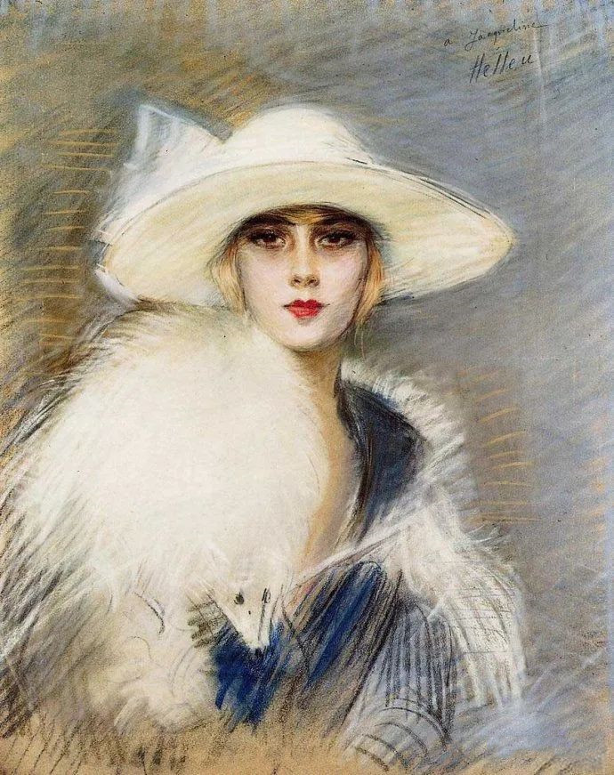 前1000幅世界名画-保罗·塞萨尔·艾莉（Paul Cesar Helleu 1859-1927）《巴黎女子肖像》