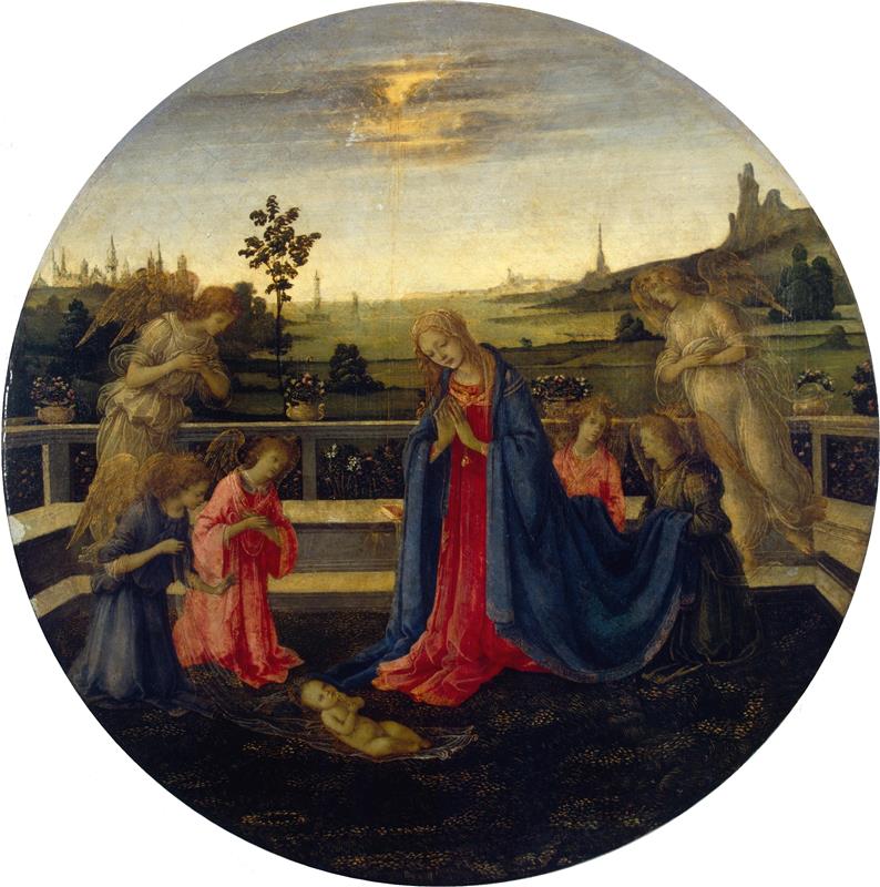 菲利皮诺·利皮（Filippino Lippi ，意大利，1457-1504）作品-孩子的崇拜 1