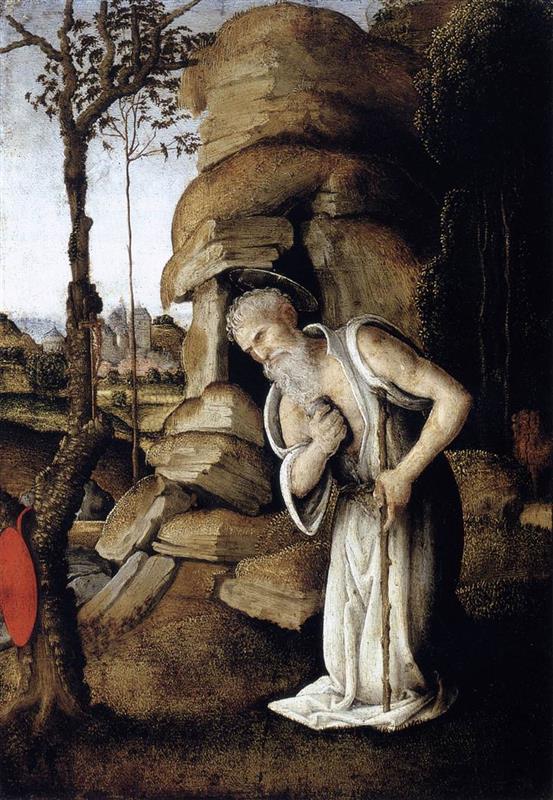 菲利皮诺·利皮（Filippino Lippi ，意大利，1457-1504）作品-忏悔的圣杰罗姆