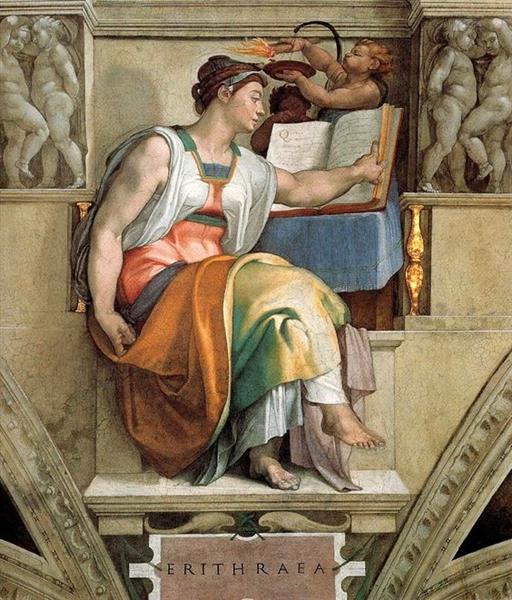 <a href=https://www.kuhw.com/e/tags/?tagid=1936 target=_blank class=infotextkey>米开朗基罗</a>（Michelangelo）作品-西斯廷教堂的天花板。西比尔