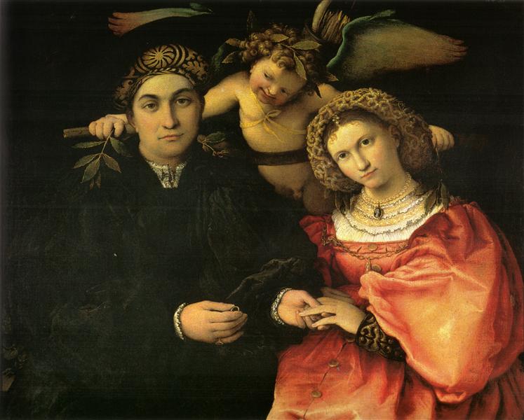 洛伦佐·洛托(Lorenzo Lotto)作品-马西利奥·卡索蒂先生和他的妻子福斯蒂娜