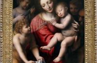 贝纳迪诺·路易尼 （Bernardino Luini）作品欣赏-麦当娜和沉睡的孩子与三个天使