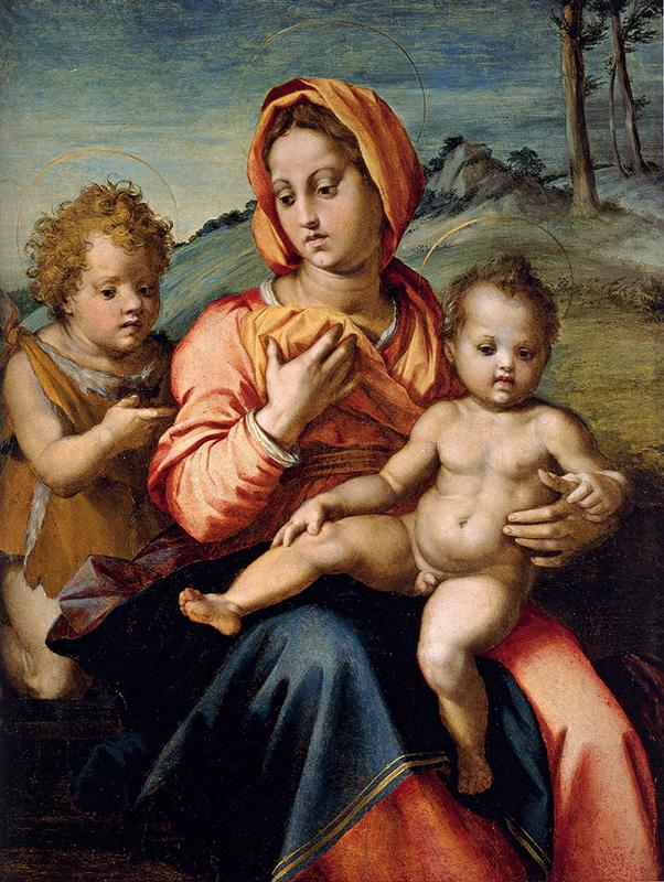 安德烈·德尔·萨托( Andrea del Sarto)作品欣赏-麦当娜和孩子与婴儿圣约翰在风景中